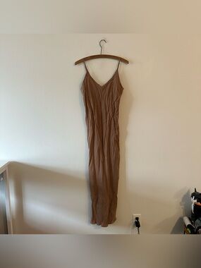 NEW Ozma of California Anaise Slip Dress Cupro Midi Brown Tan S USA

New with ta